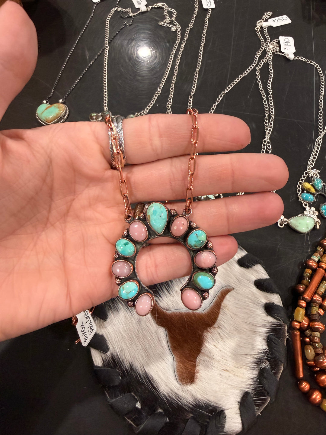 Mohave & Pink Conch Copper Necklace