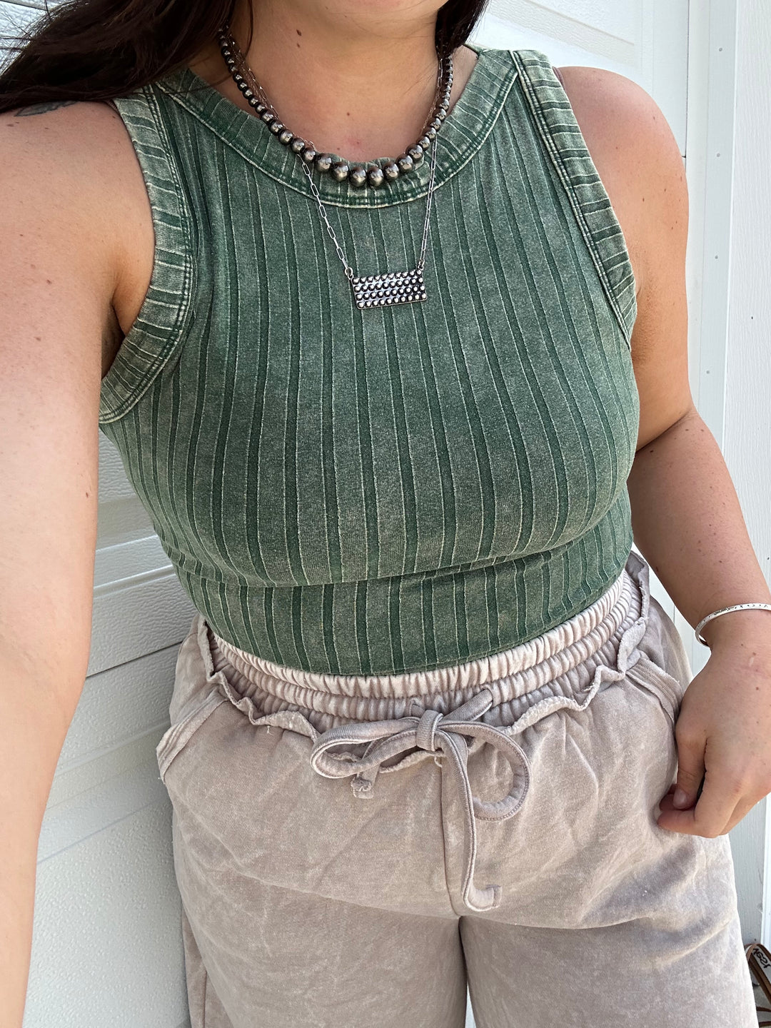 Ribbed Tank: Green