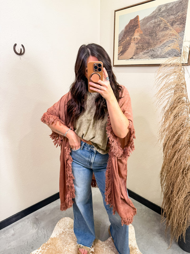 Sun-Bleached Fringe Kimono