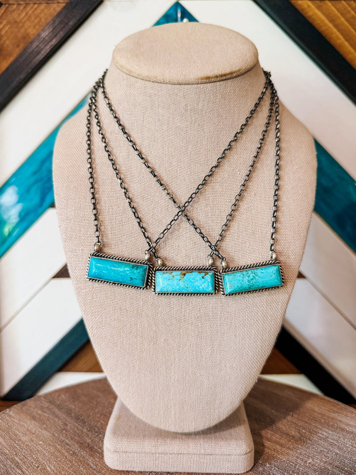 Kingman Turquoise Bar Necklace