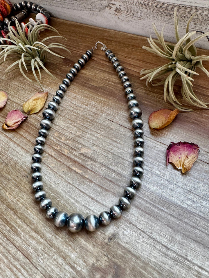 Graduated Silver Pearl Necklace - 20.5” - 10 to 14mm