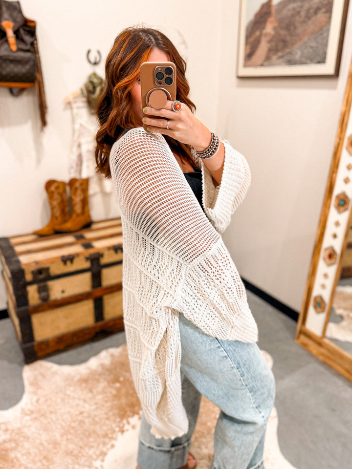 Reagan Crochet Cardigan: Cream