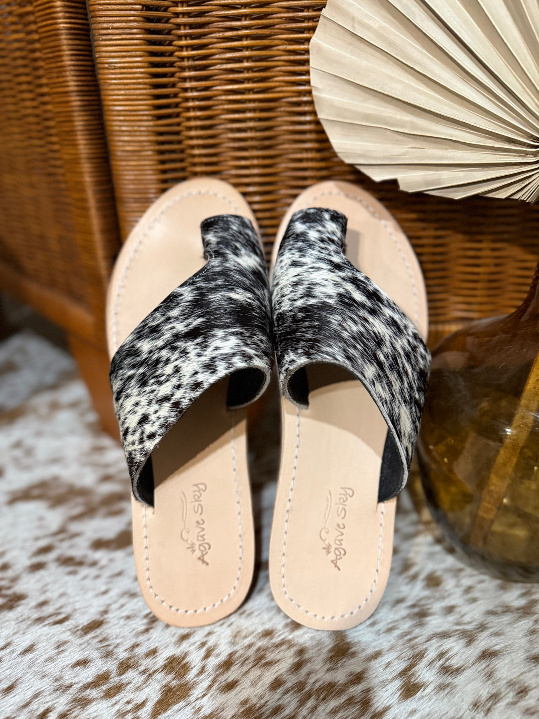 Agave Sky Cowhide Toe Sandal - Size 11