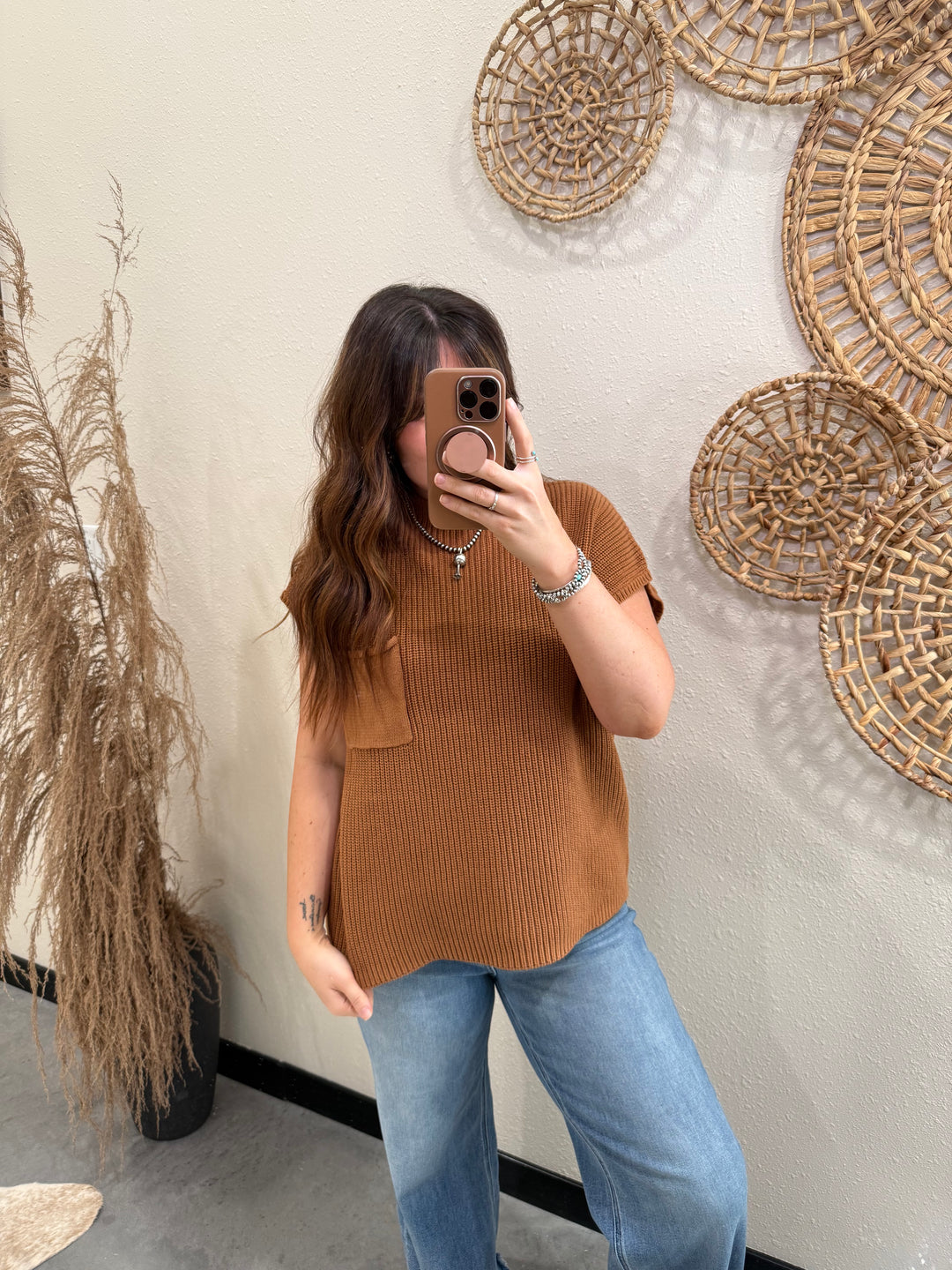 Sedona Knit Vest: Deep Camel