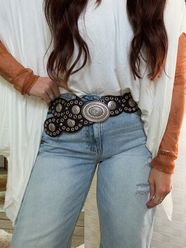 Boho Eyelet Belt: Black