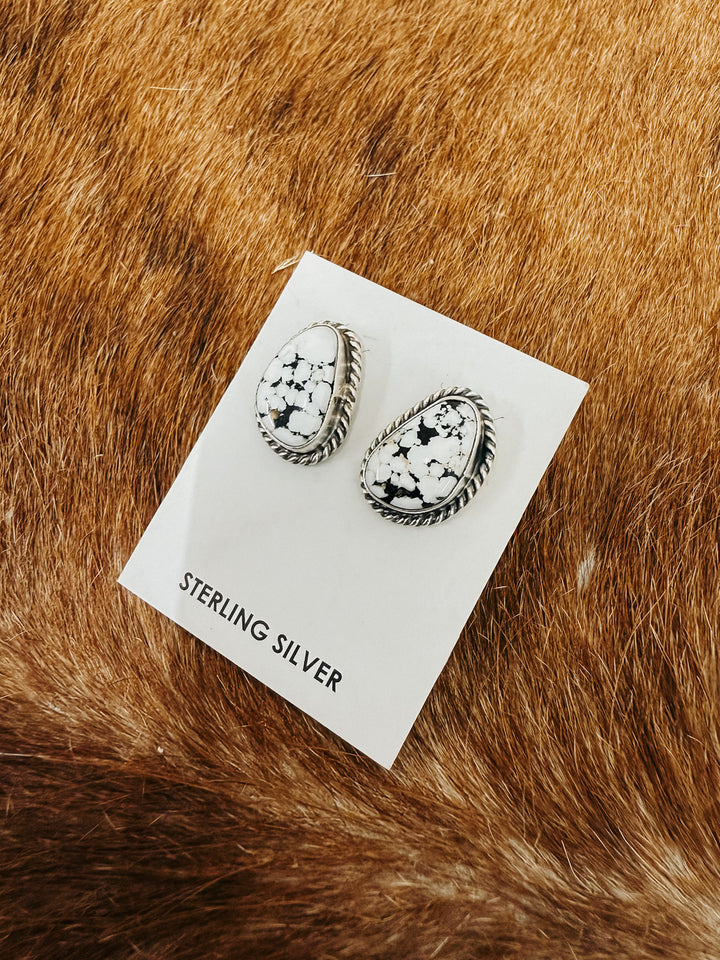 White Buffalo Post Earrings #2