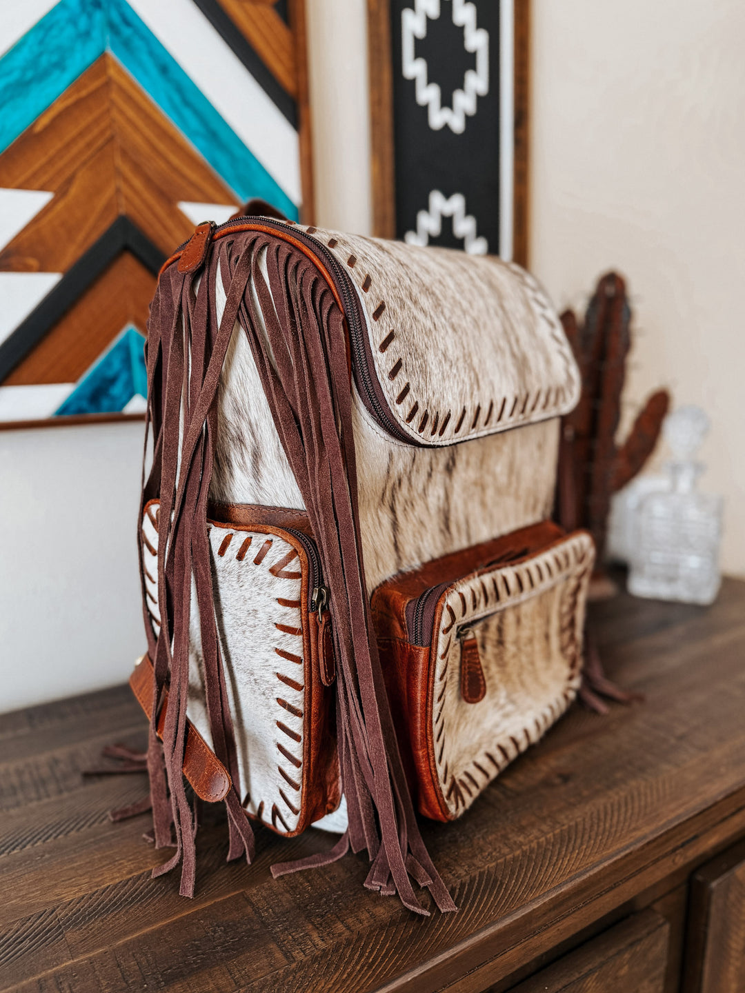Fringed Out Cowhide Backpack #1