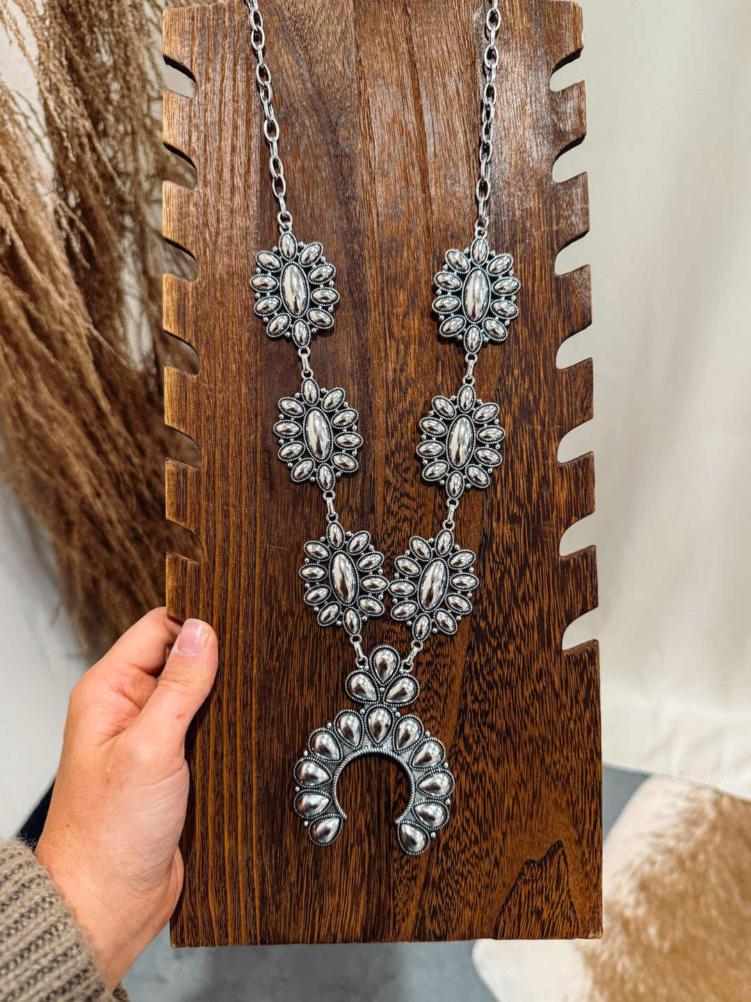 Western Metal Squash Blossom Necklace Set