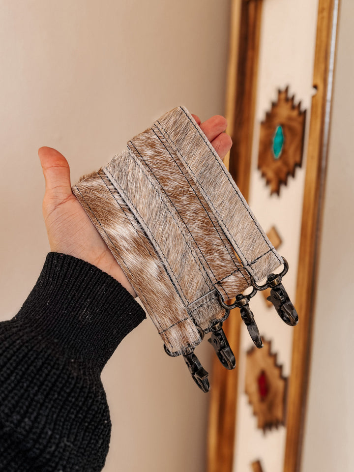 Running Late Cowhide Wristlet