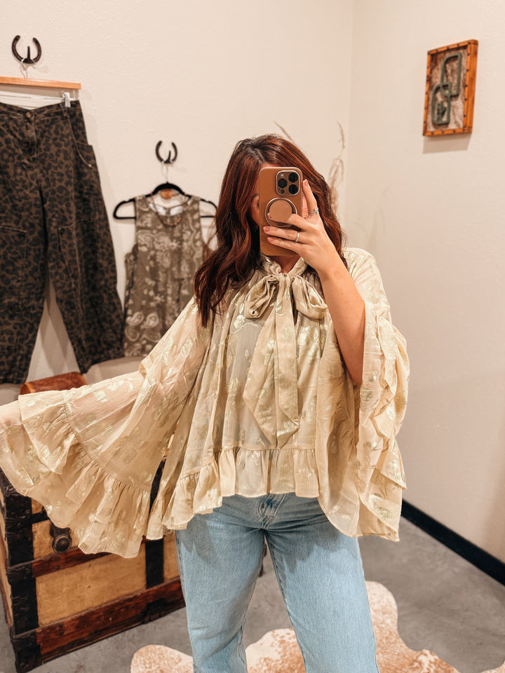 Saguaro Chiffon Top: Golden