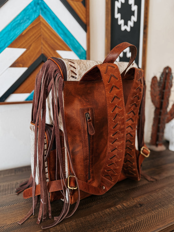 Fringed Out Cowhide Backpack #1