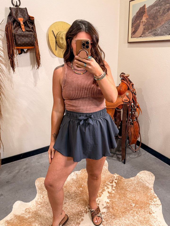 Core Pedal Skort: Ash Grey