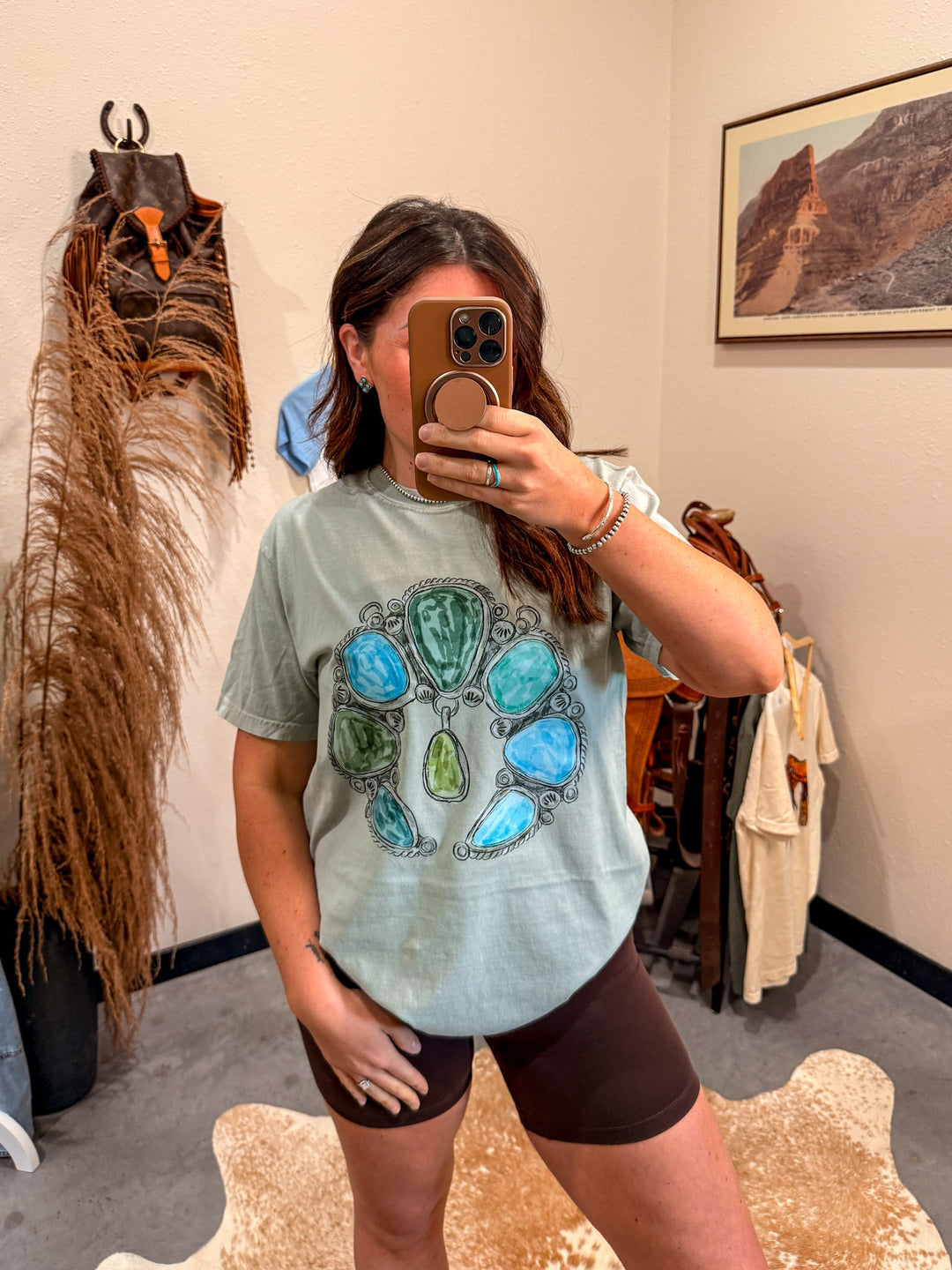 Turquoise Squash Blossom Tee