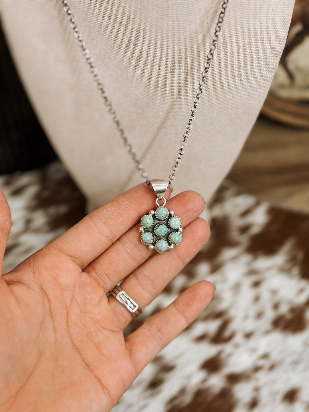 Sea Green Cluster Pendant Necklace