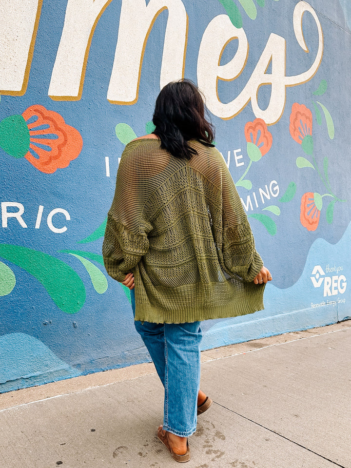 Reagan Crochet Cardigan: Moss