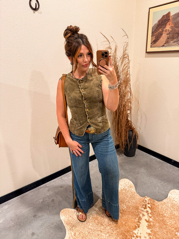 Corduroy Scallop Vest Top