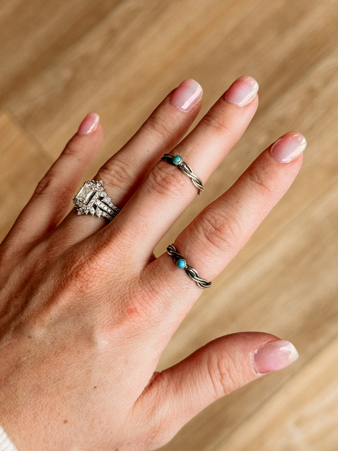 Silver Rope & Turquoise Ring