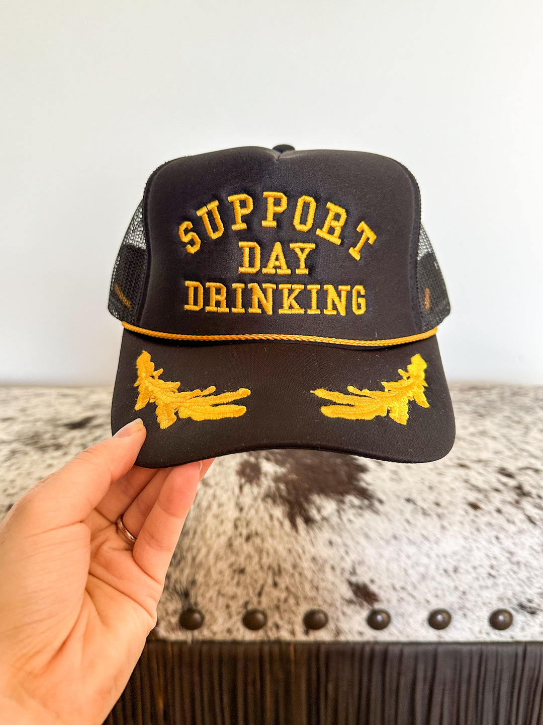 Support Day Drinking Captain Trucker Hat