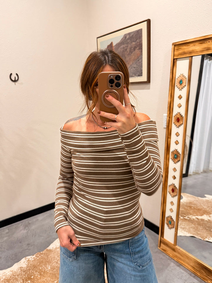 Stripes Off Shoulder Top