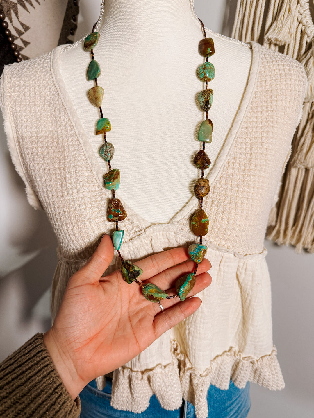 34” Turquoise Nugget Necklace