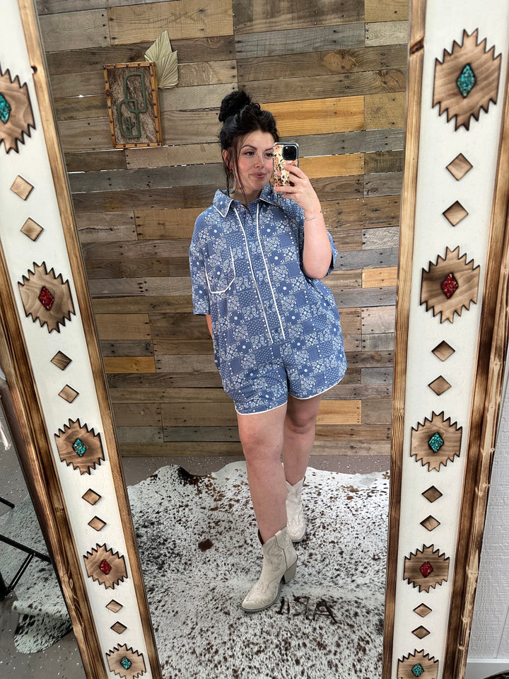 Paisley in Blue Romper