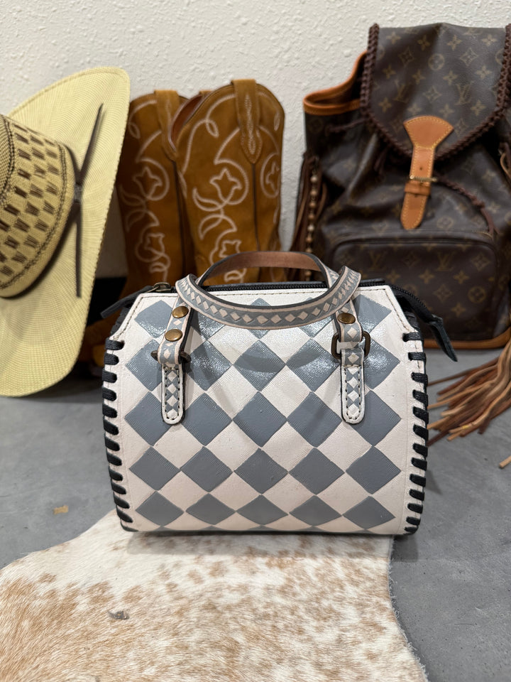 Grey Check Mini Speedy Purse