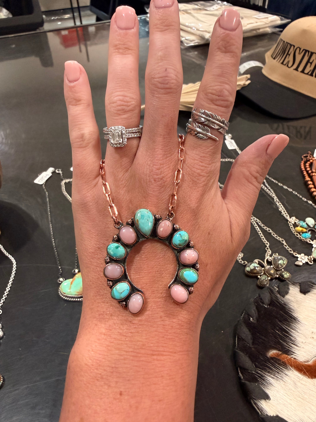 Mohave & Pink Conch Copper Necklace