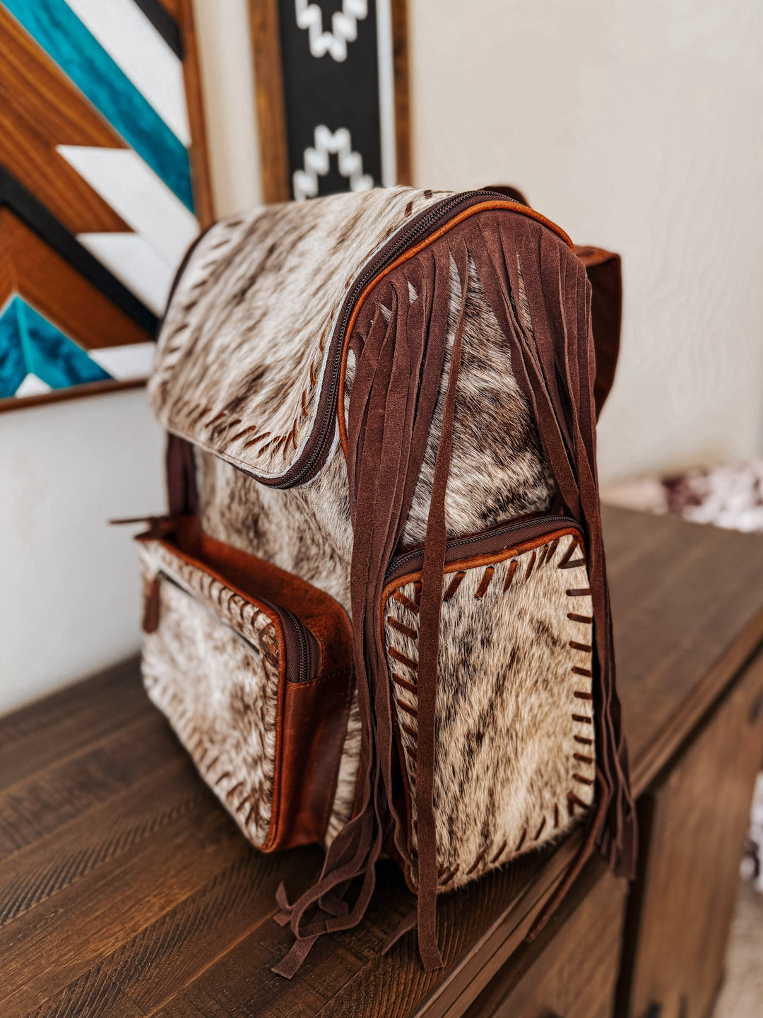 Fringed Out Cowhide Backpack #3