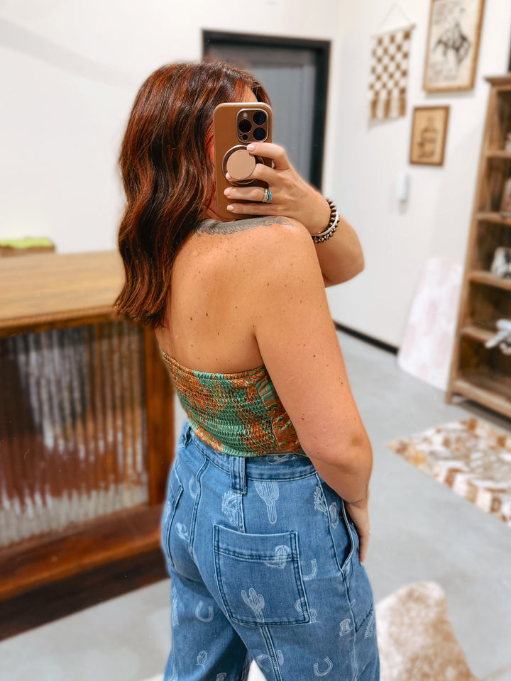 Jade Satin Bandana Top