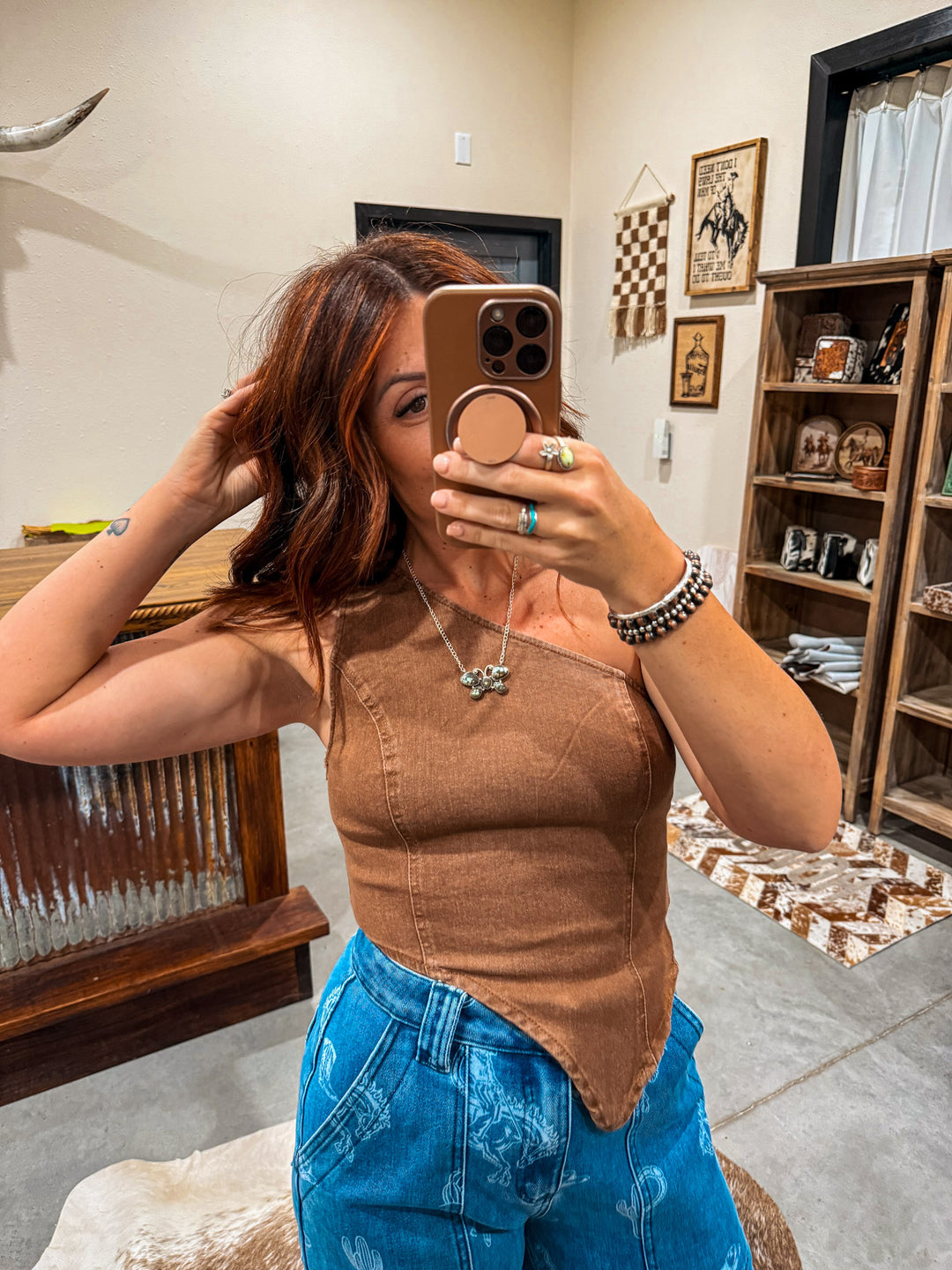 Trailblazer Asymmetrical Denim Top