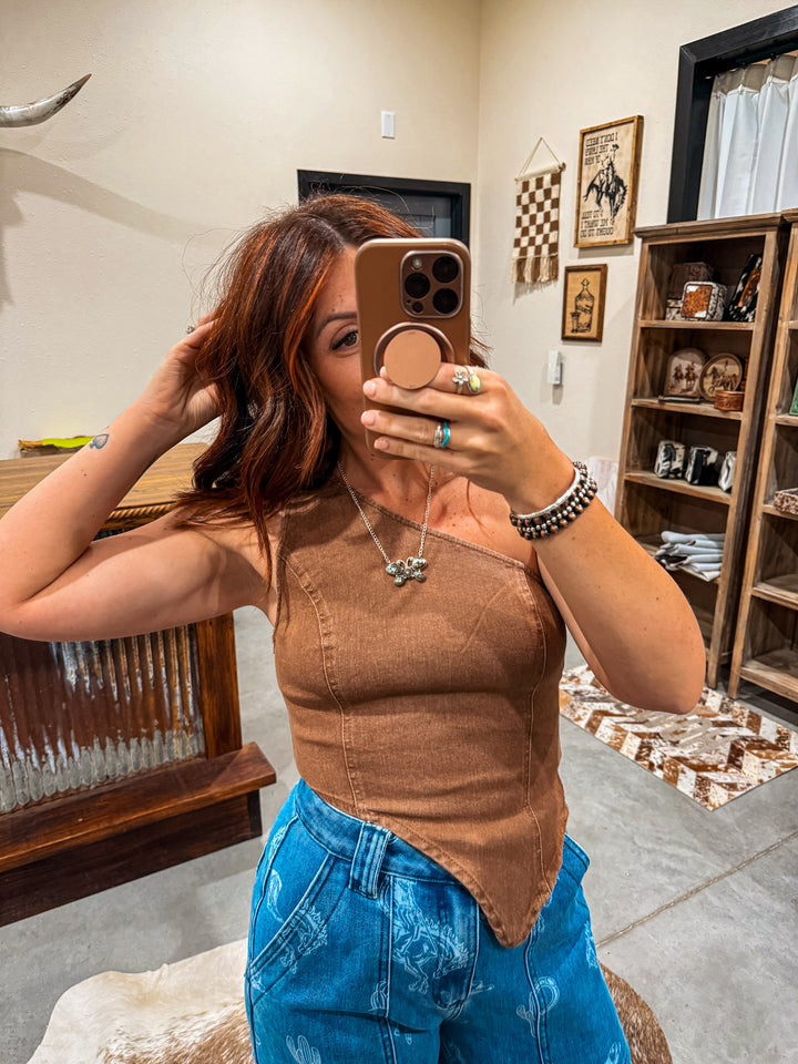 Trailblazer Asymmetrical Denim Top