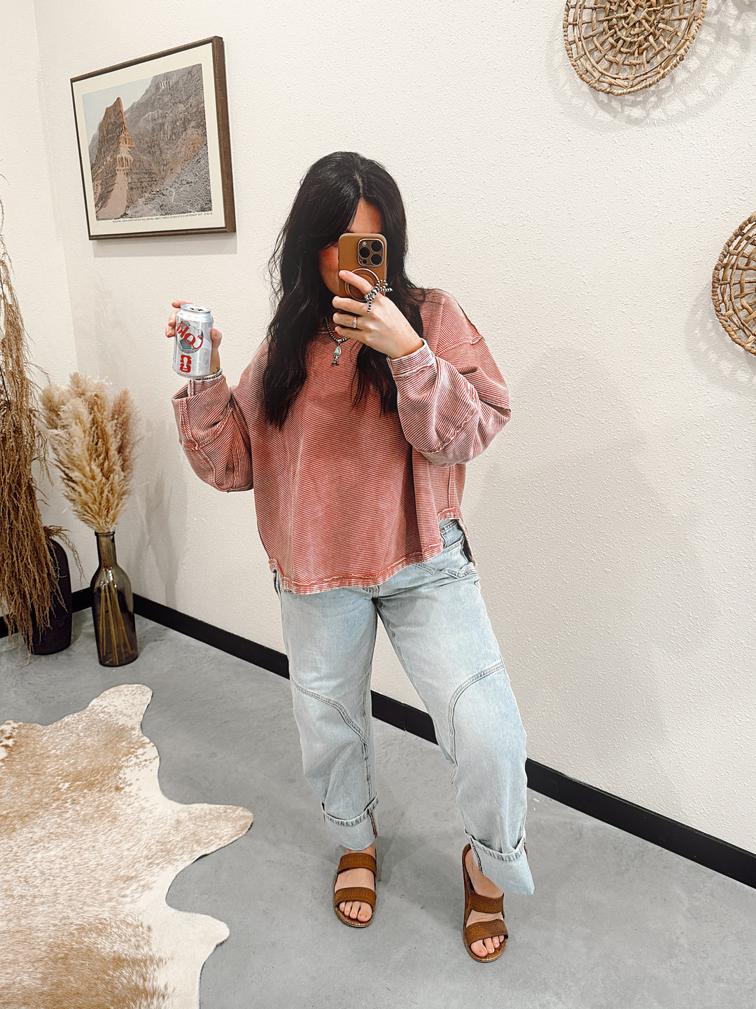 Addy Acid Wash Top: Winter Rose
