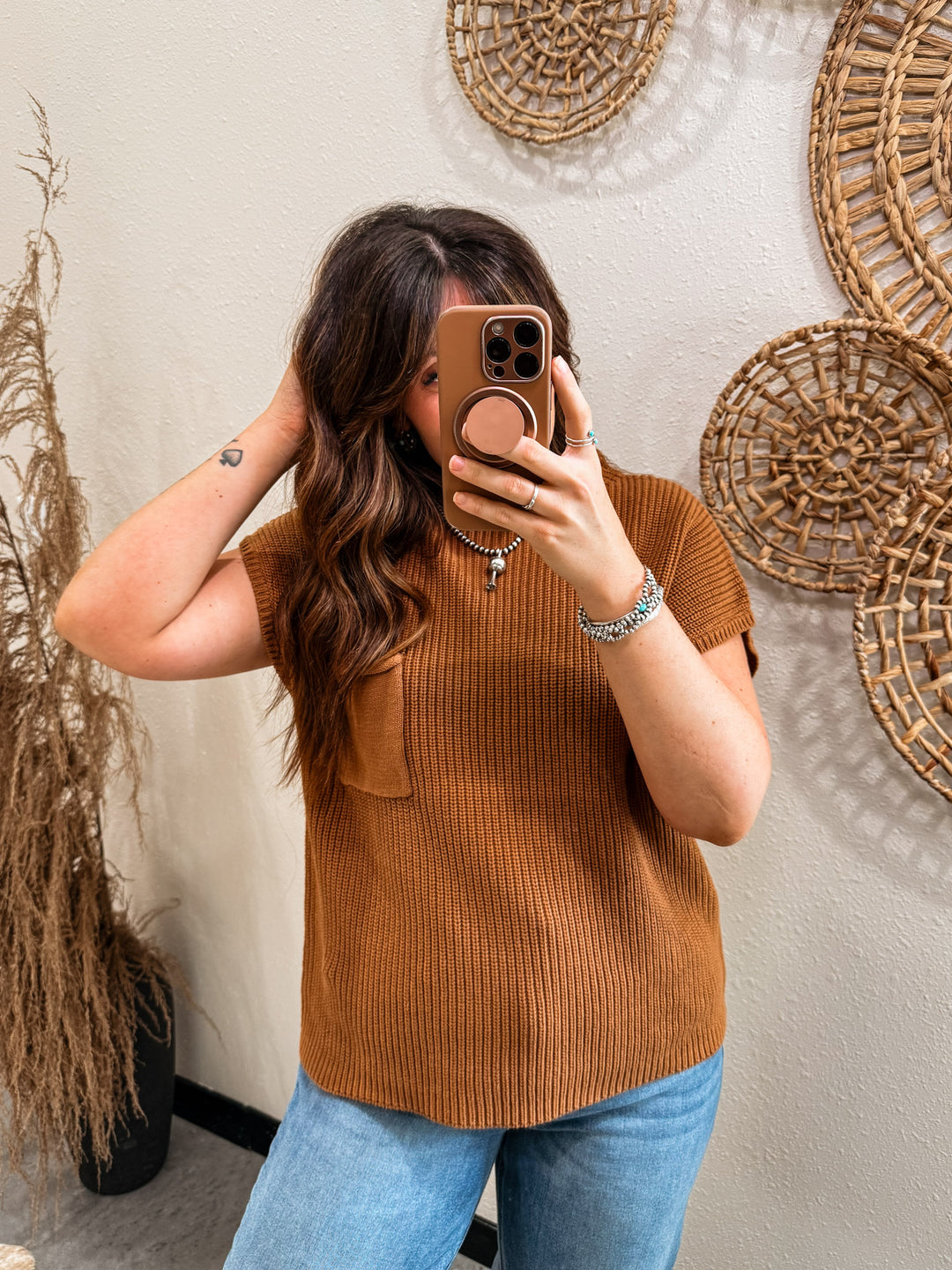 Sedona Knit Vest: Deep Camel