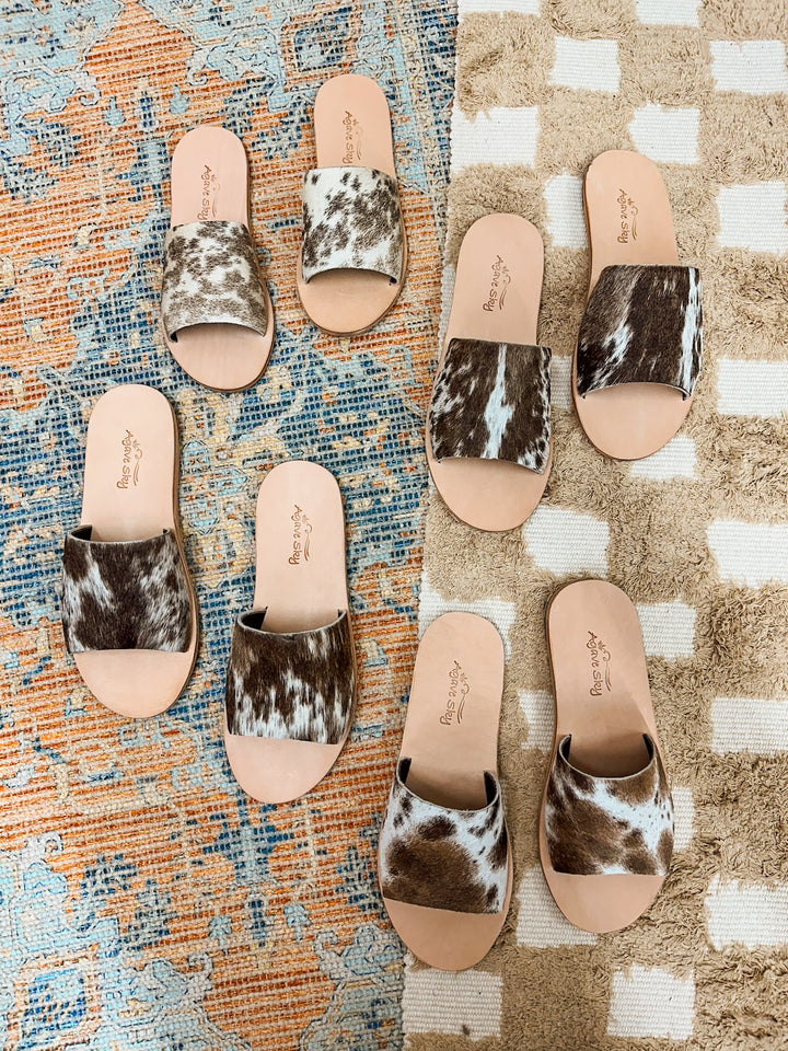 Agave Sky Cowhide Sandals: Chocolate