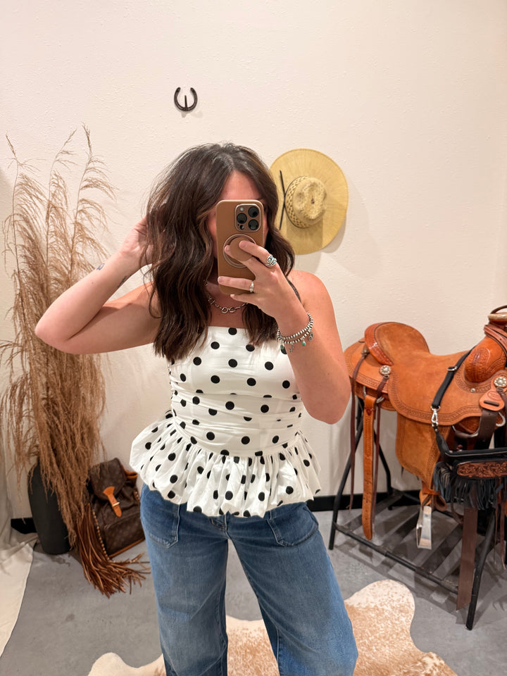 Polka Dot Peplum Top