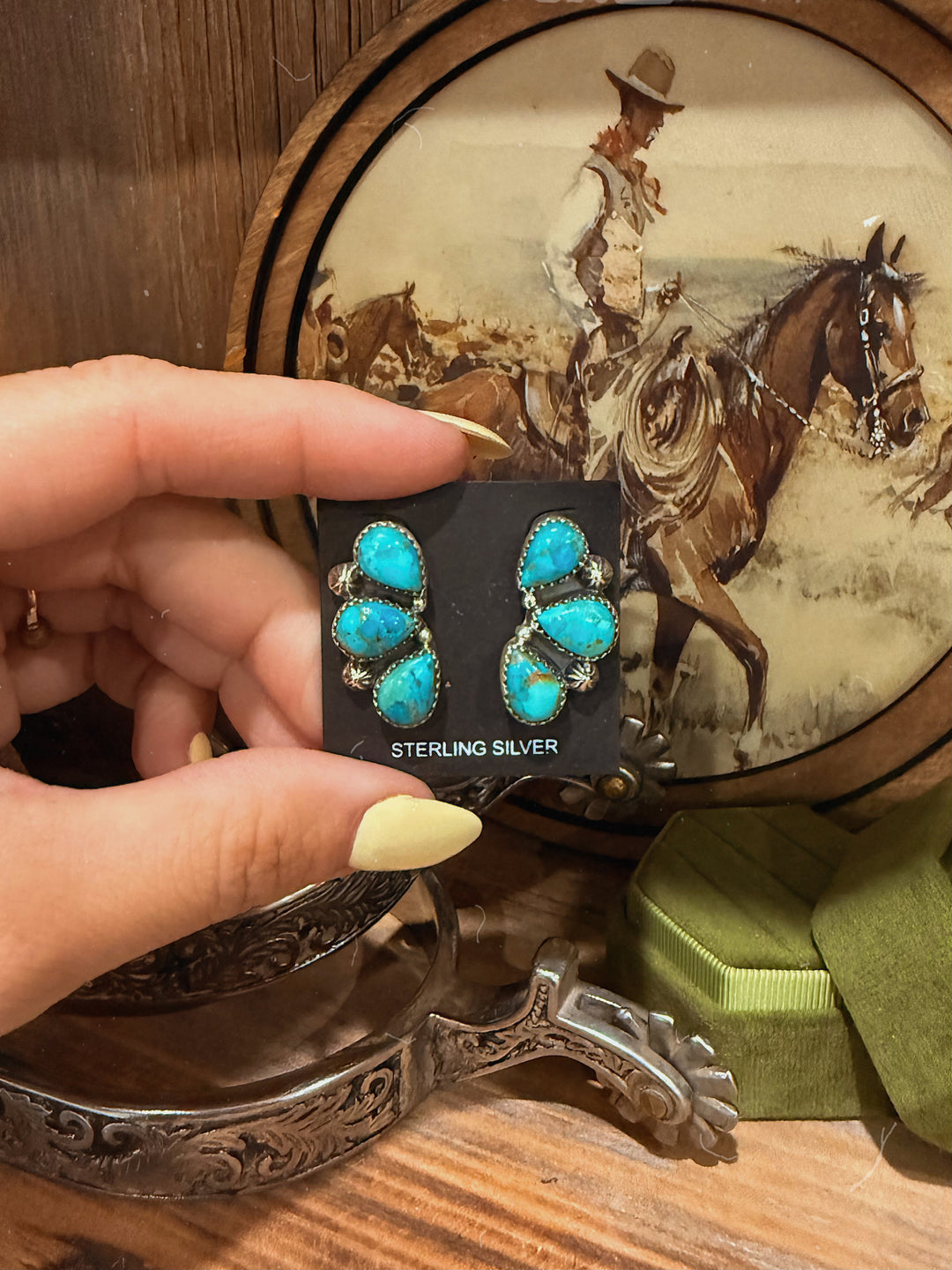 Mojave Turquoise Trio Cluster Earrings