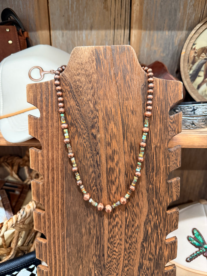 Copper and Royston Turquoise 18” Necklace