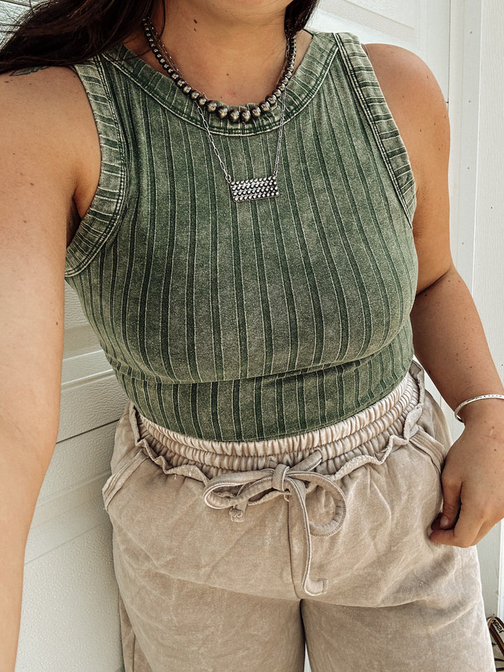 Ribbed Tank: Green