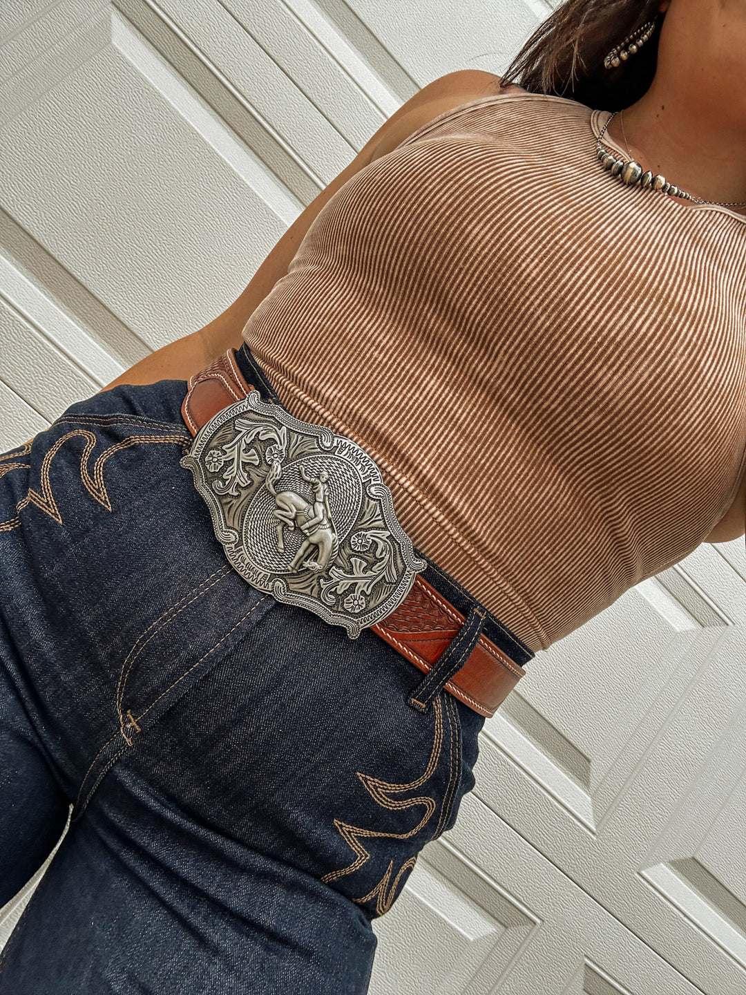 Bronc Buckle Leather Belt