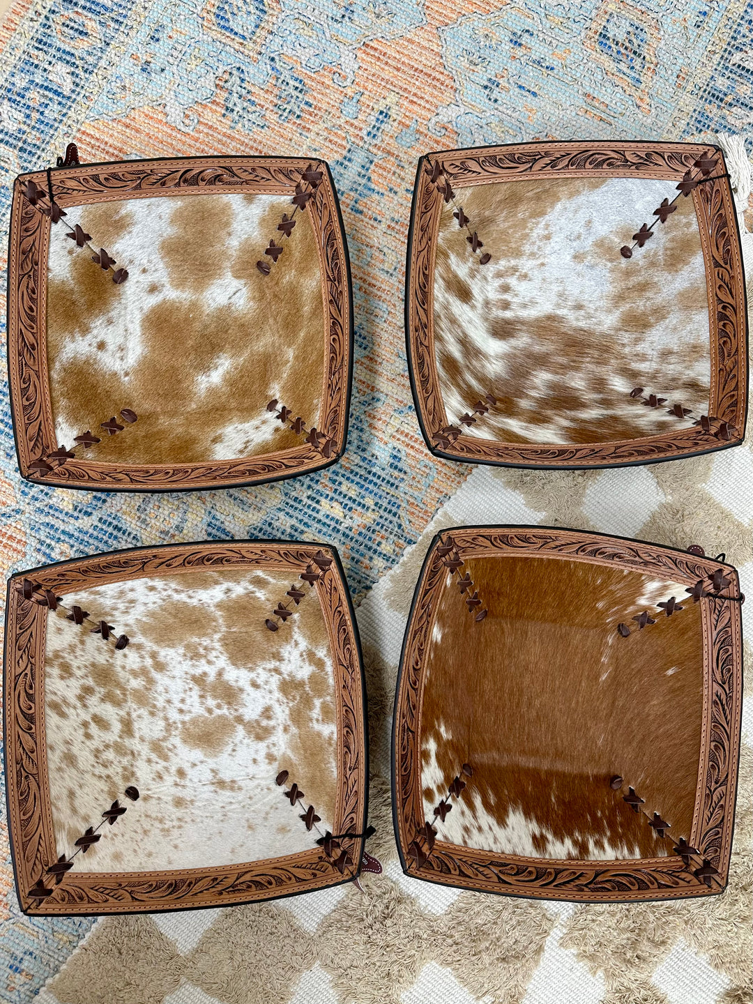 Cowhide Tooled Leather Bowl