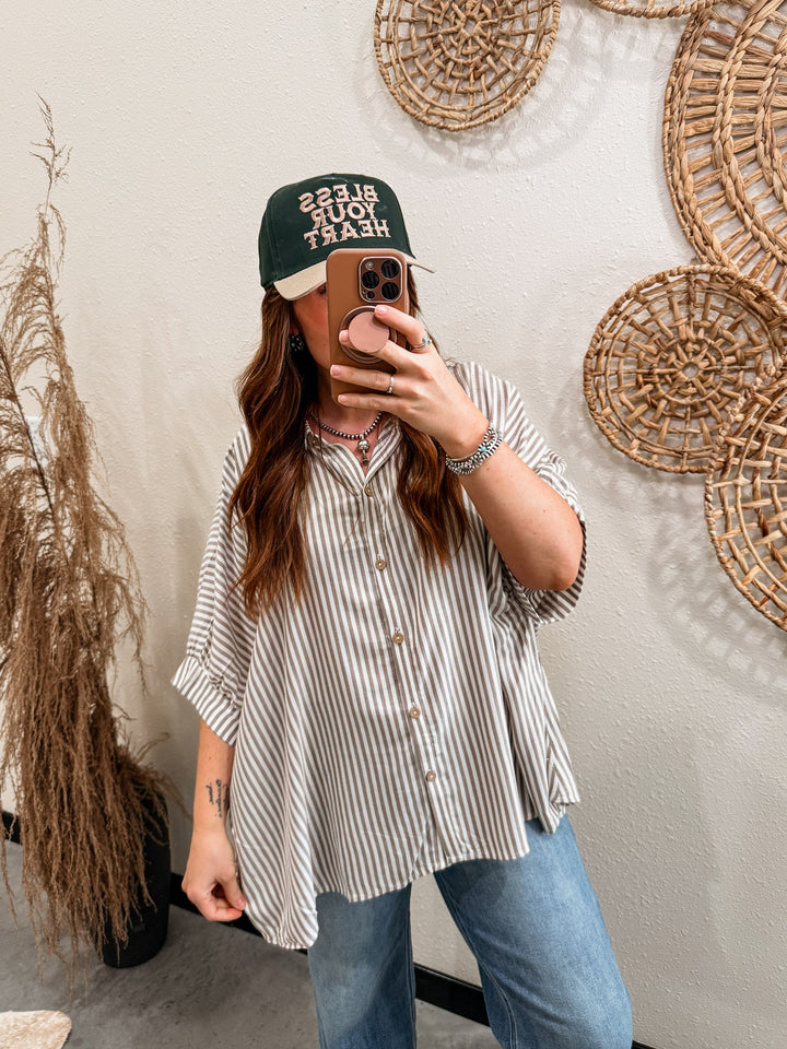 Blaire Striped Button Up Blouse