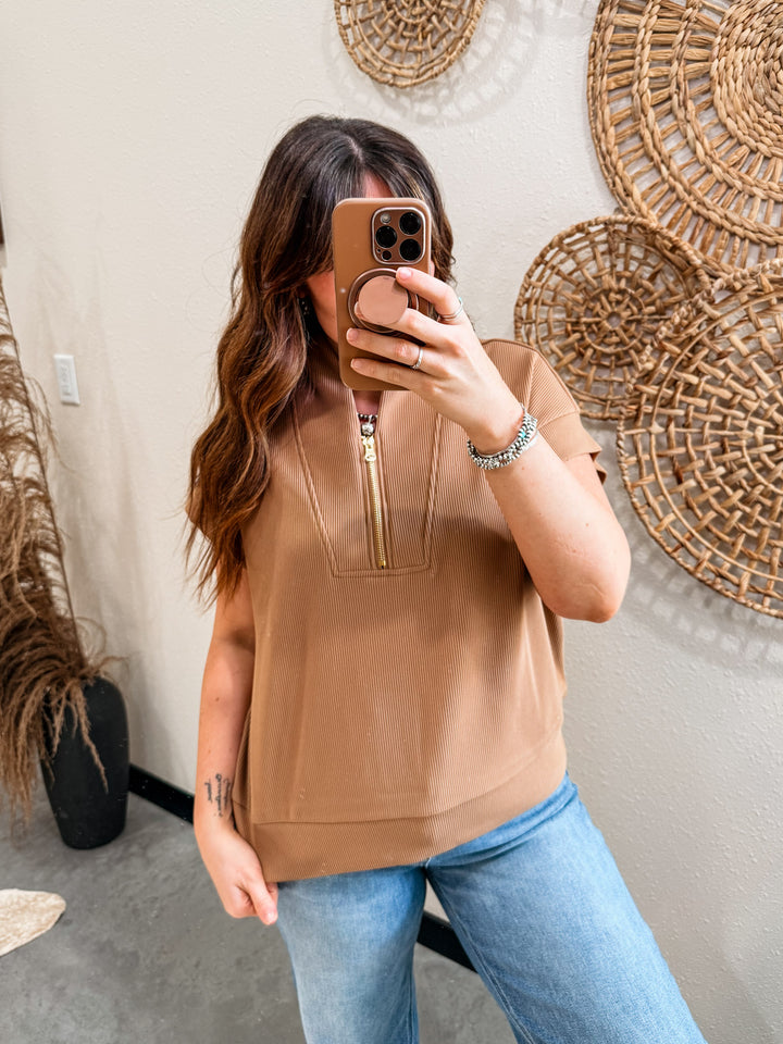 Kelsie Top: Deep Camel