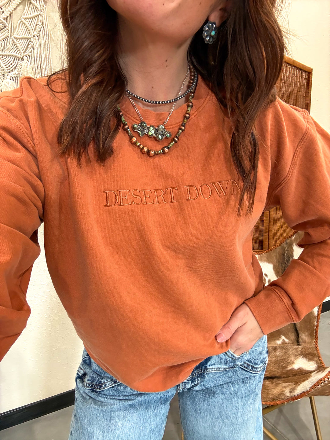 Desert Down Comfort Colors Sweatshirt: Rusted