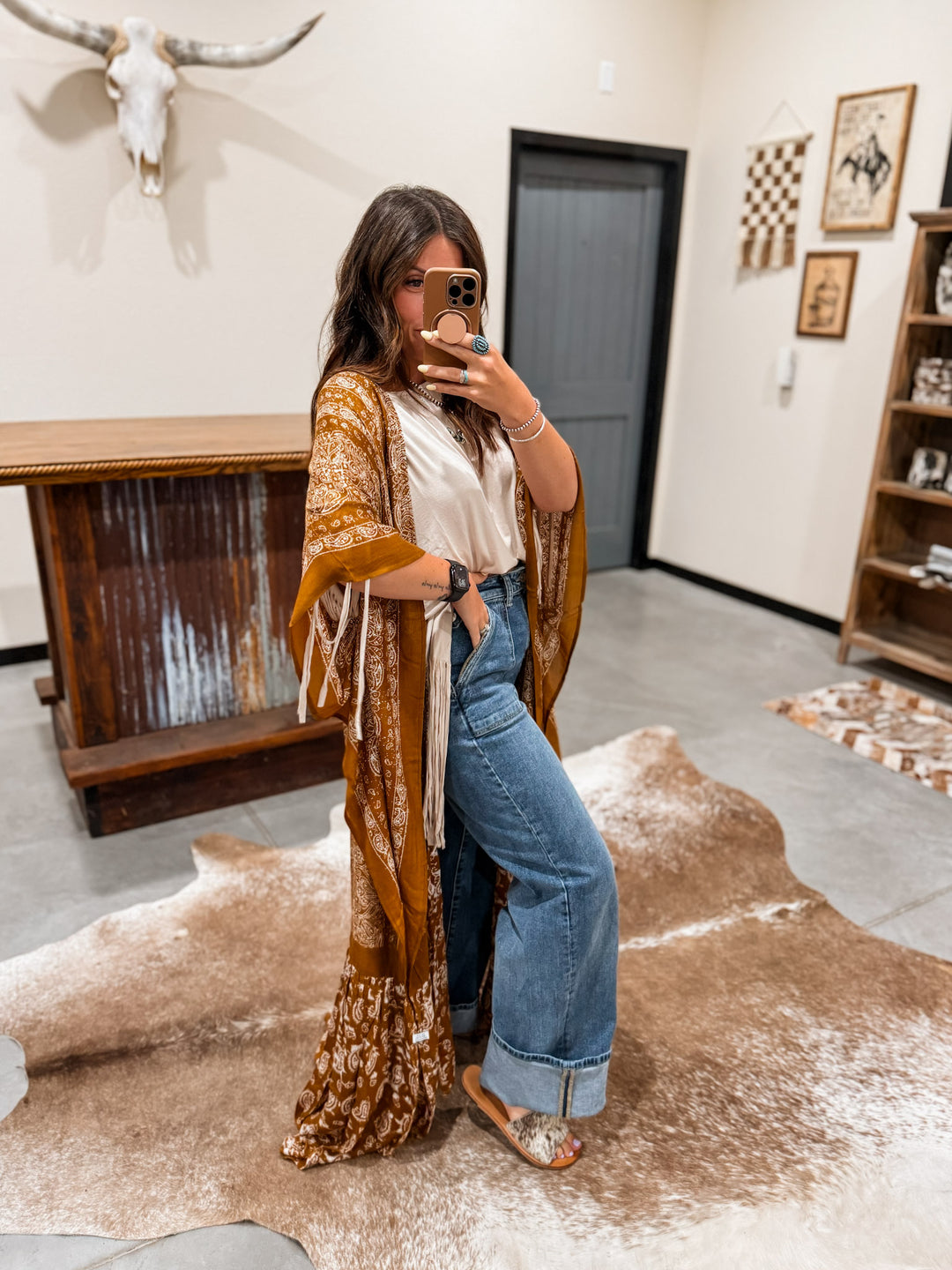 Paisley Cast Away Kimono: Rust