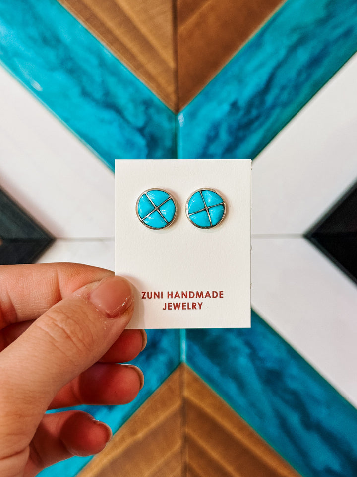 Moon Pie Zuni Turquoise Earrings