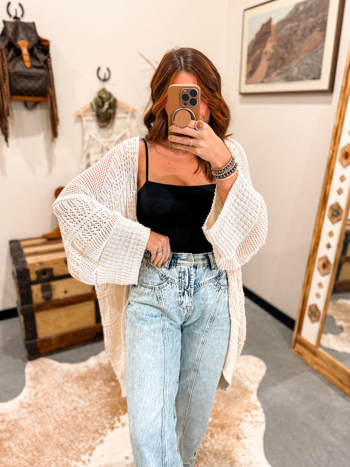 Reagan Crochet Cardigan: Cream