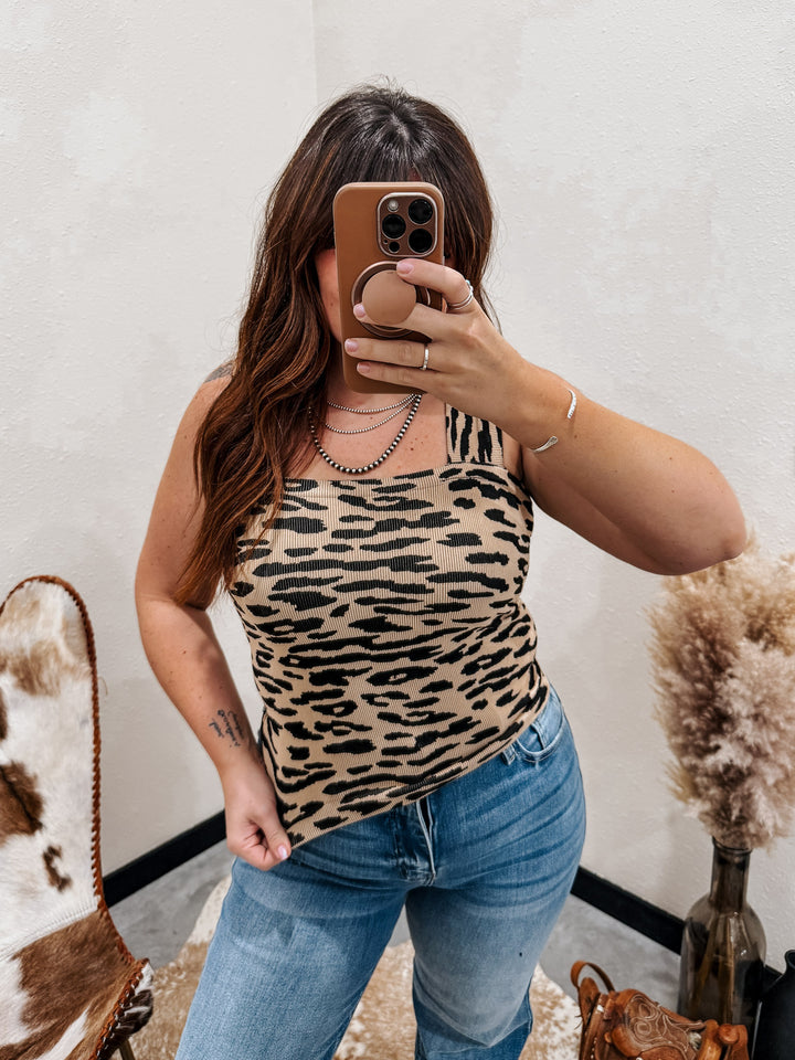 Leopard Ribbed Seamless Top