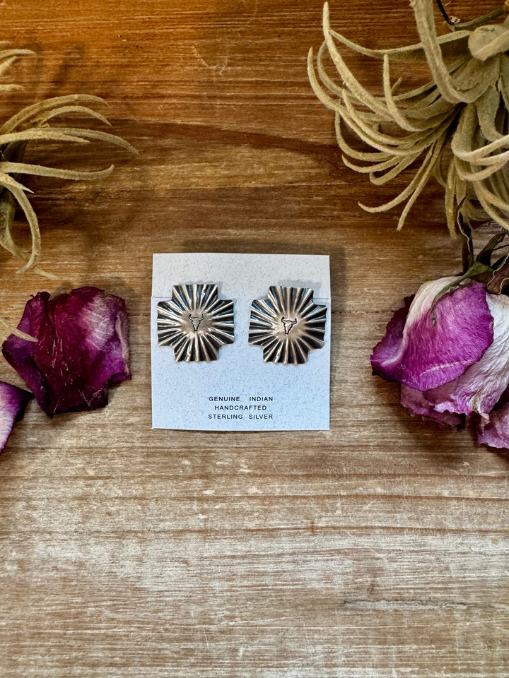 Longhorn Square Cross Stud Earrings