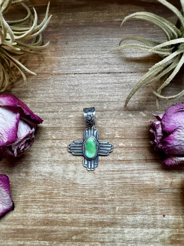 Zia Sonoran Gold Turquoise Pendant – K. Billah – Fits 8mm