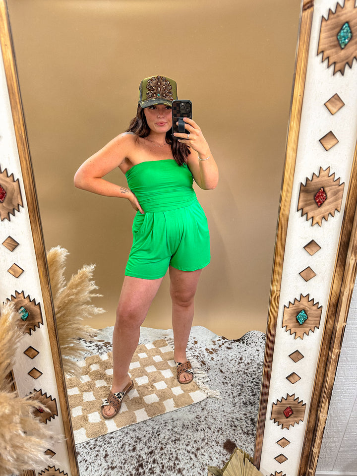 Essentials Romper: Kelly Green